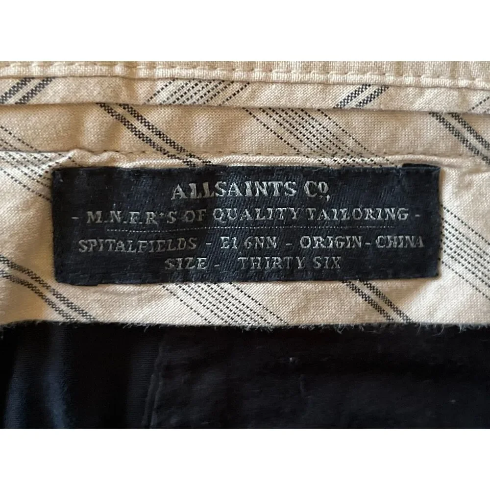 ALLSAINTS Black Stafford Chino Trousers Pants  Mens Size 36